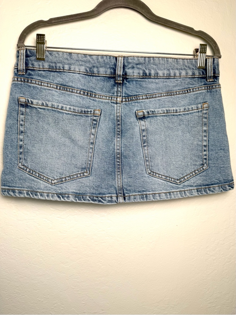 Garage Denim Micro Mini Skirt Blue Light Wash Jean Skirt Skort Size Medium - Picture 3 of 6